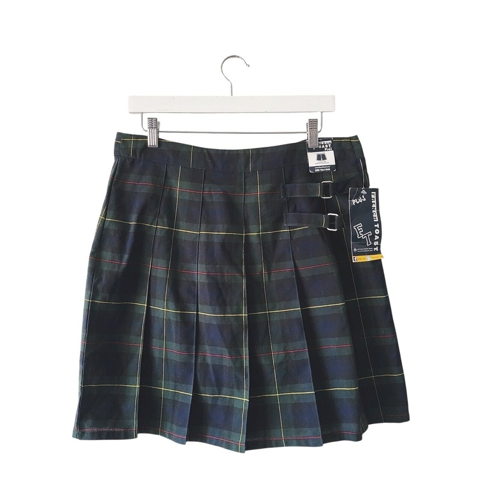 NEW French Toast School Uniform Girls Skort Plus Sz 18.5 Green Plaid Pleated NWT